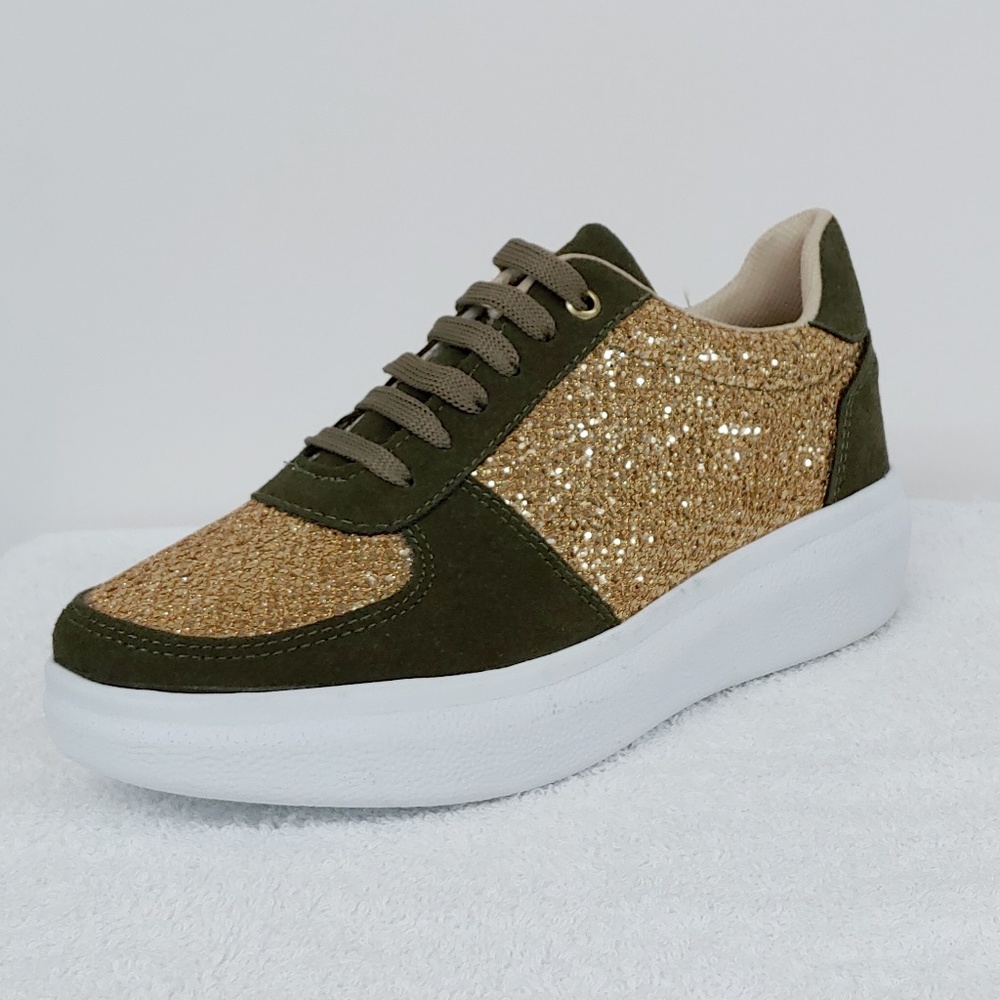 Olive and Gold Scaled Sneakers